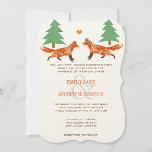 Invitación de bodas de zorros vintage