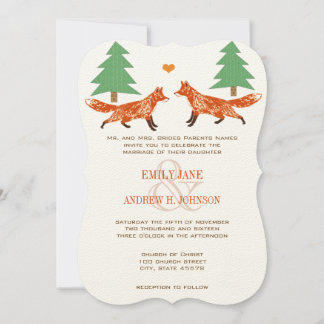 Invitación de bodas de zorros vintage