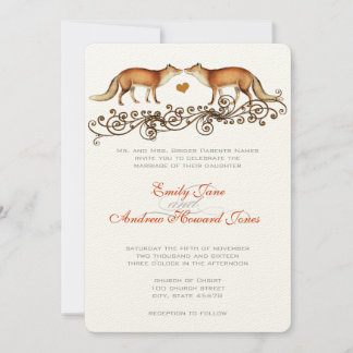 Invitación de bodas de zorros vintage