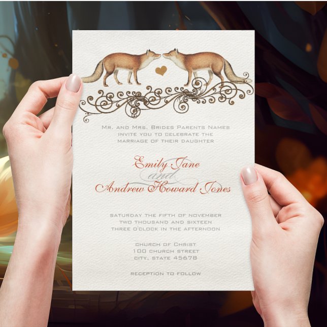 Invitación de bodas de zorros vintage (Subido por el creador)