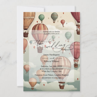 Invitación de bodas diseño del globo de aire calie