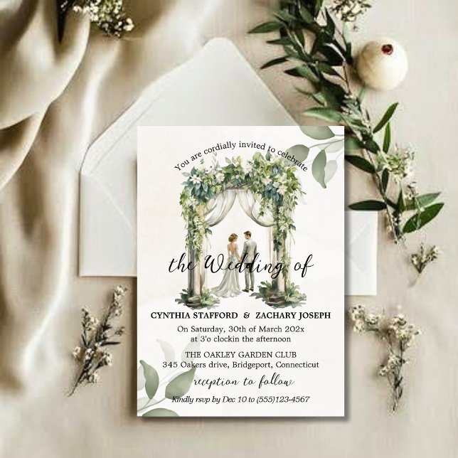 Invitación de bodas en arco botánico en floración (Subido por el creador)