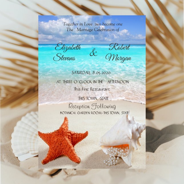 Invitación de Bodas en la Playa con Conchas Marina (Subido por el creador)