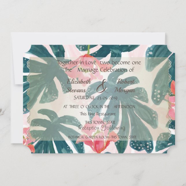 Invitación de bodas en la playa con conchas marina (Anverso)