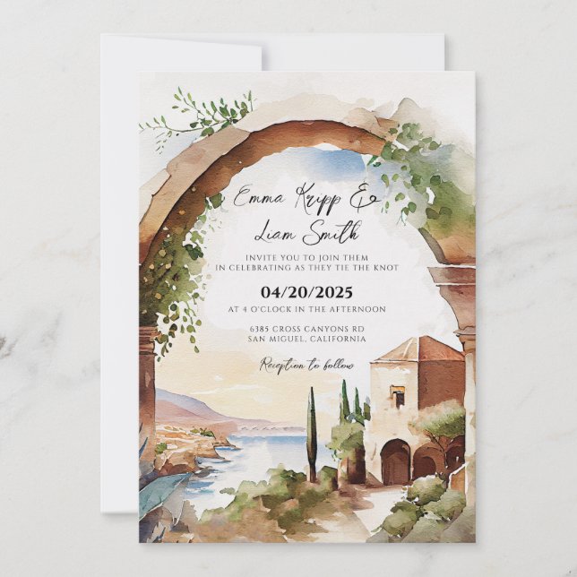 Invitación de bodas en Rodas Grecia (Anverso)