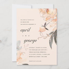 INVITACIÓN DE BODAS FLORAL DE ACUARELA CON RUBOR D