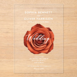 INVITACIÓN DE BODAS FLORAL DE TERRACOTA CON TEXTO 