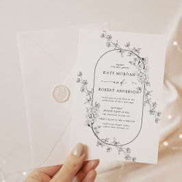 Invitación de bodas florales modernas esbozadas