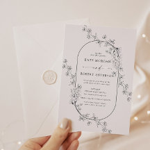 Invitación de bodas florales modernas esbozadas