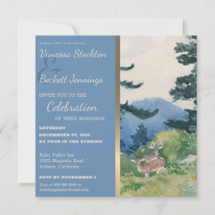 Invitación de bodas forestales pintadas de época