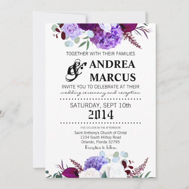 Invitación de bodas las 5 horas, los 7 días de la  (Anverso)