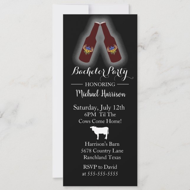 Invitación de bodas para fiesta de soltero con bot (Anverso)