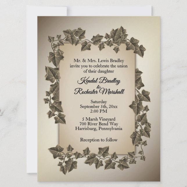 Invitación de bodas para vinos de otoño de 6,5" x  (Anverso)