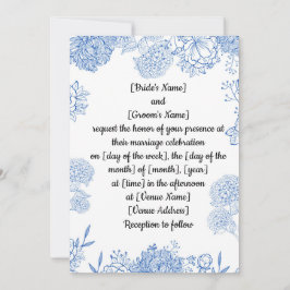 Invitación de bodas personalizable delante y atrás