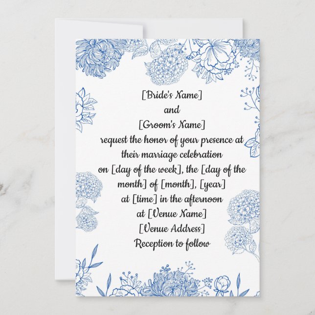 Invitación de bodas personalizable delante y atrás (Anverso)