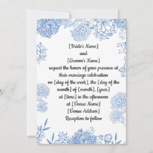 Invitación de bodas personalizable delante y atrás