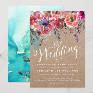 INVITACIÓN DE BODAS Primavera Rústica Floral Ele