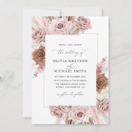 invitación de bodas rosa polvorienta pampas