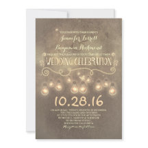 Invitación de bodas rústicas con luces