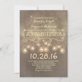 Invitación de bodas rústicas con luces