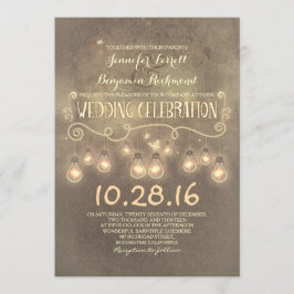 Invitación de bodas rústicas con luces