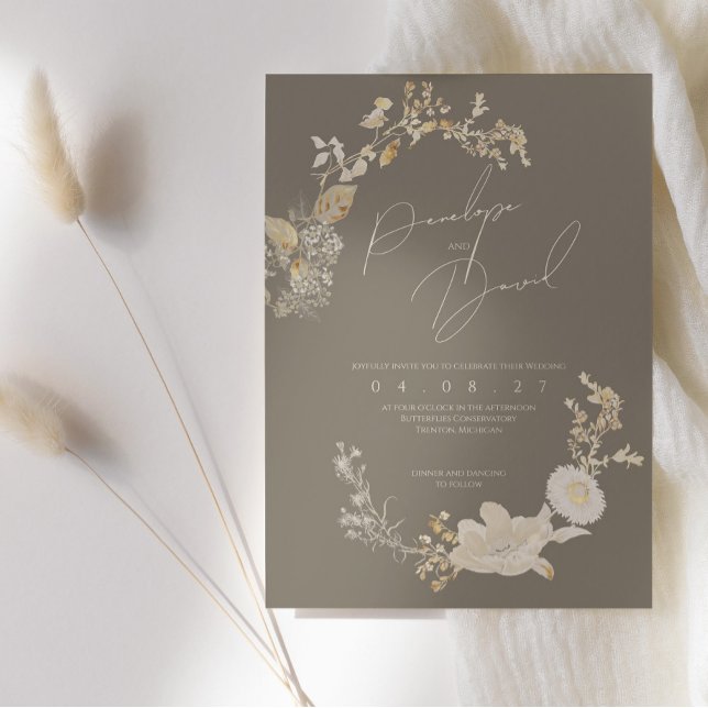 Invitación de bodas rusticas de Taupe y Kraft Boho (Subido por el creador)