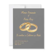 Invitación de bodas simple con anillos