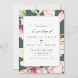 Invitación de bodas verdes de color rosa y salvia 