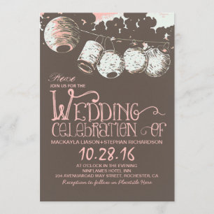 invitación de bodas vintage con luces de linterna 