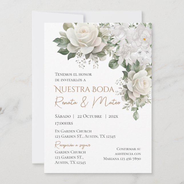 Invitación de Boho a la boda española (Anverso)
