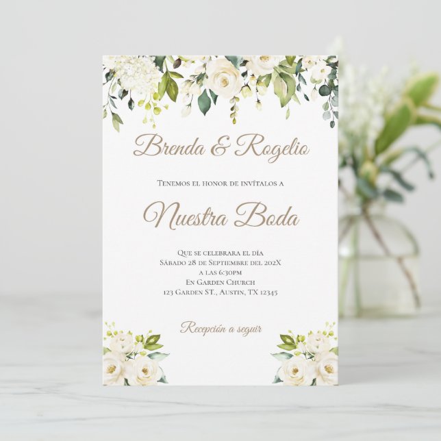Invitación de Boho a la boda española (Anverso de pie)