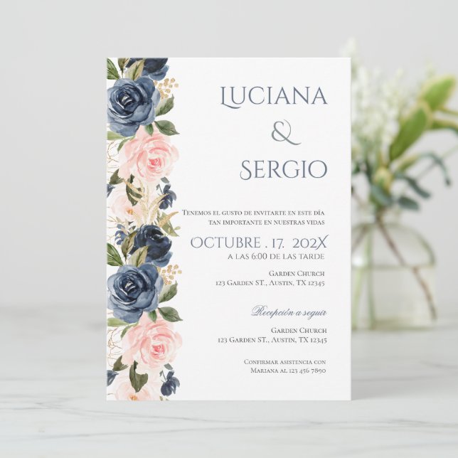 Invitación de Boho a la boda española (Anverso de pie)
