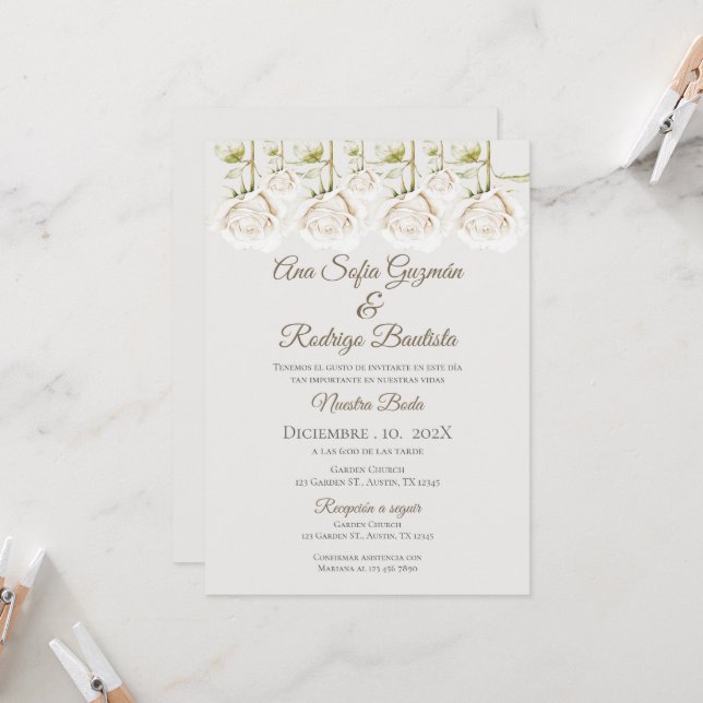 Invitación de Boho a la boda española (Anverso/Reverso In Situ)