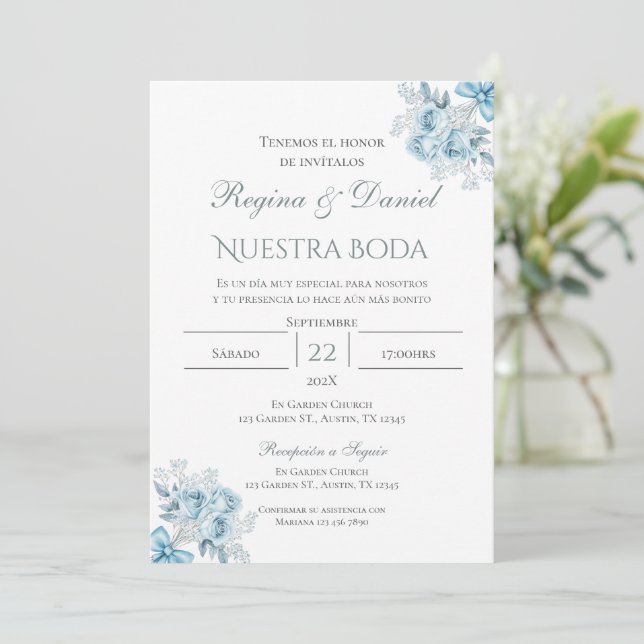 Invitación de Boho a la boda española (Anverso de pie)