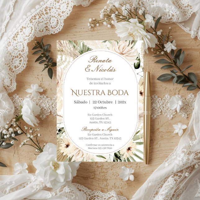 Invitación de Boho a la boda española (Subido por el creador)