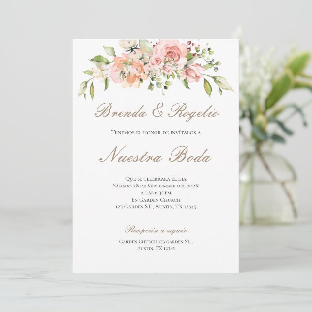 Invitación de Boho a la boda española (Anverso de pie)