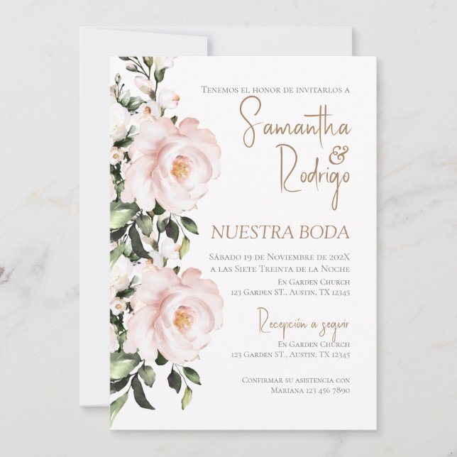 Invitación de Boho a la boda española (Anverso)