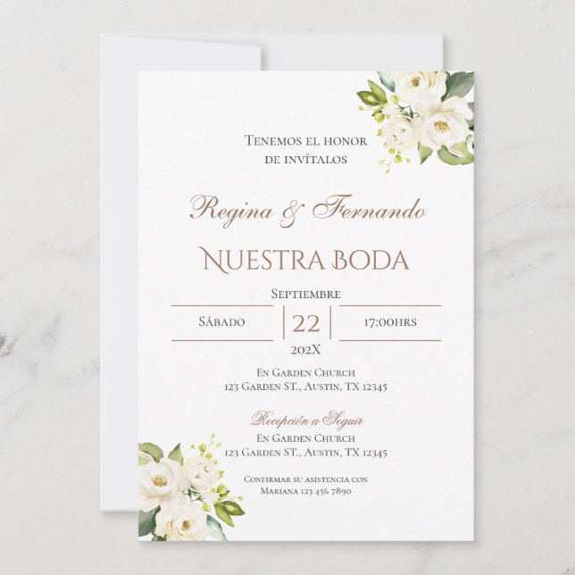 Invitación de Boho a la boda española (Anverso)