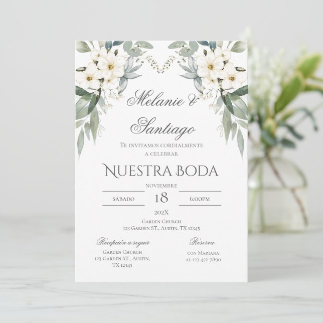 Invitación de Boho a la boda española (Anverso de pie)
