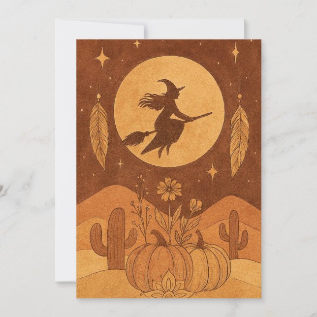 Invitación de Boho a Witch Moon Halloween (Anverso)