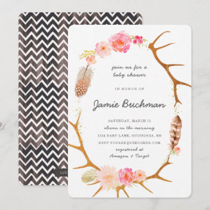 Invitación de Boho Antler Baby Shower