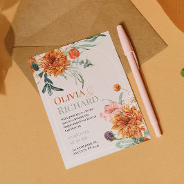 Invitación de Boho Autumn Floral Watercolor Weddin