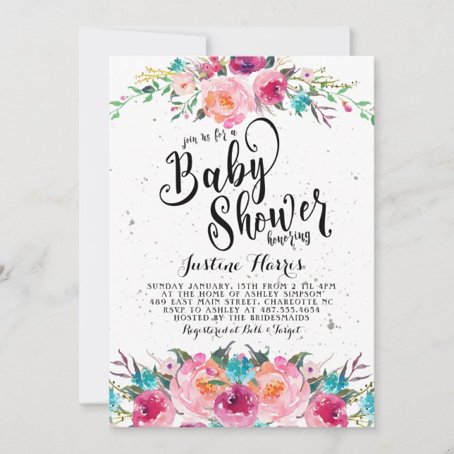 Invitación de Boho Baby Shower (Anverso)