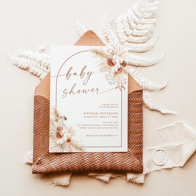 Invitación de Boho Baby Shower a Pampas bebé de hi (Subido por el creador)