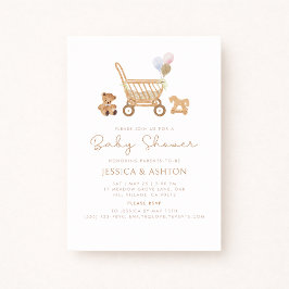 Invitación de Boho Baby Shower con Oso y Afilador
