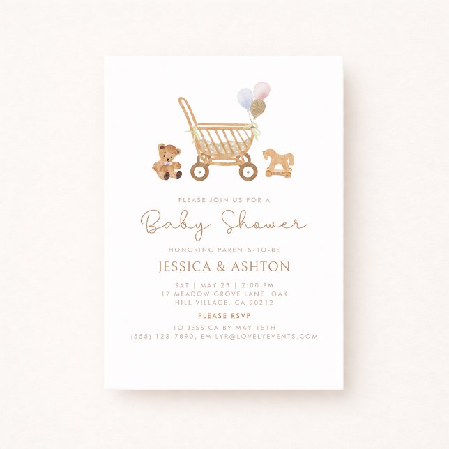 Invitación de Boho Baby Shower con Oso y Afilador (Subido por el creador)