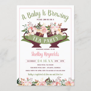 Invitación de Boho Baby Shower de la fiesta del té