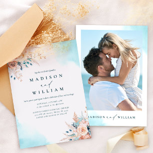 Invitación de Boho Beach Floral Watercolor Wedding