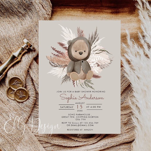 Invitación de Boho Bear Baby Shower (Subido por el creador)