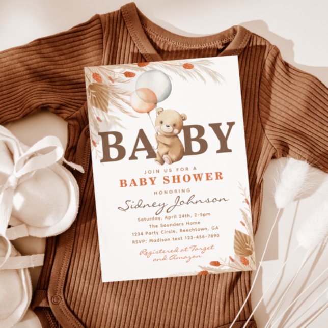 Invitación de Boho Bear Baby Shower | Bear Shower (Subido por el creador)